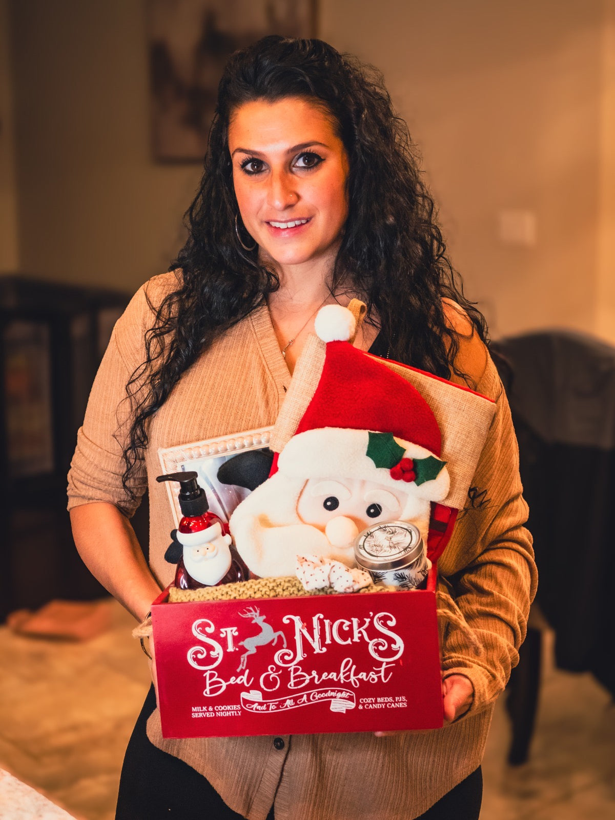 St. Nick's Bed & Breakfast Christmas Gift Box 🎅🦌 (Personalize the Santa stocking with a name of your choice!)